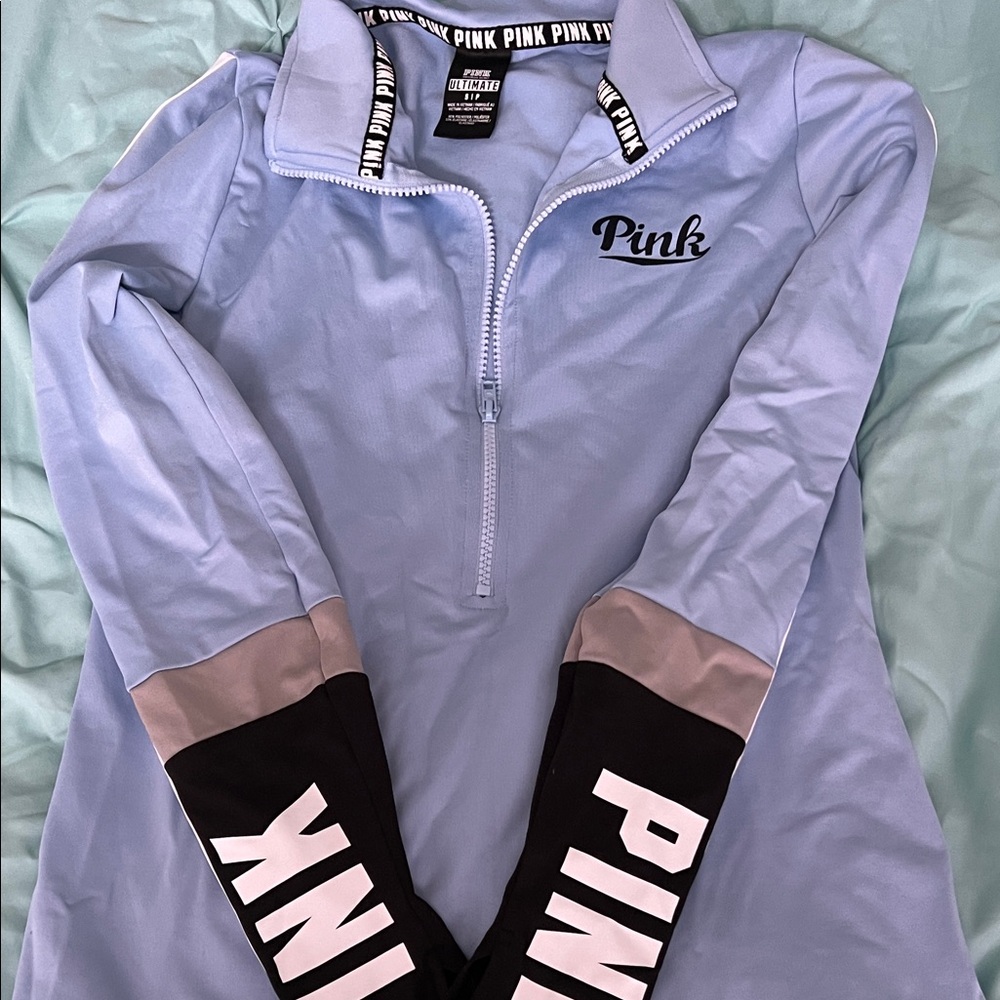 PINK Victoria's Secret Half-Zip Jacket with Black Logo Trim